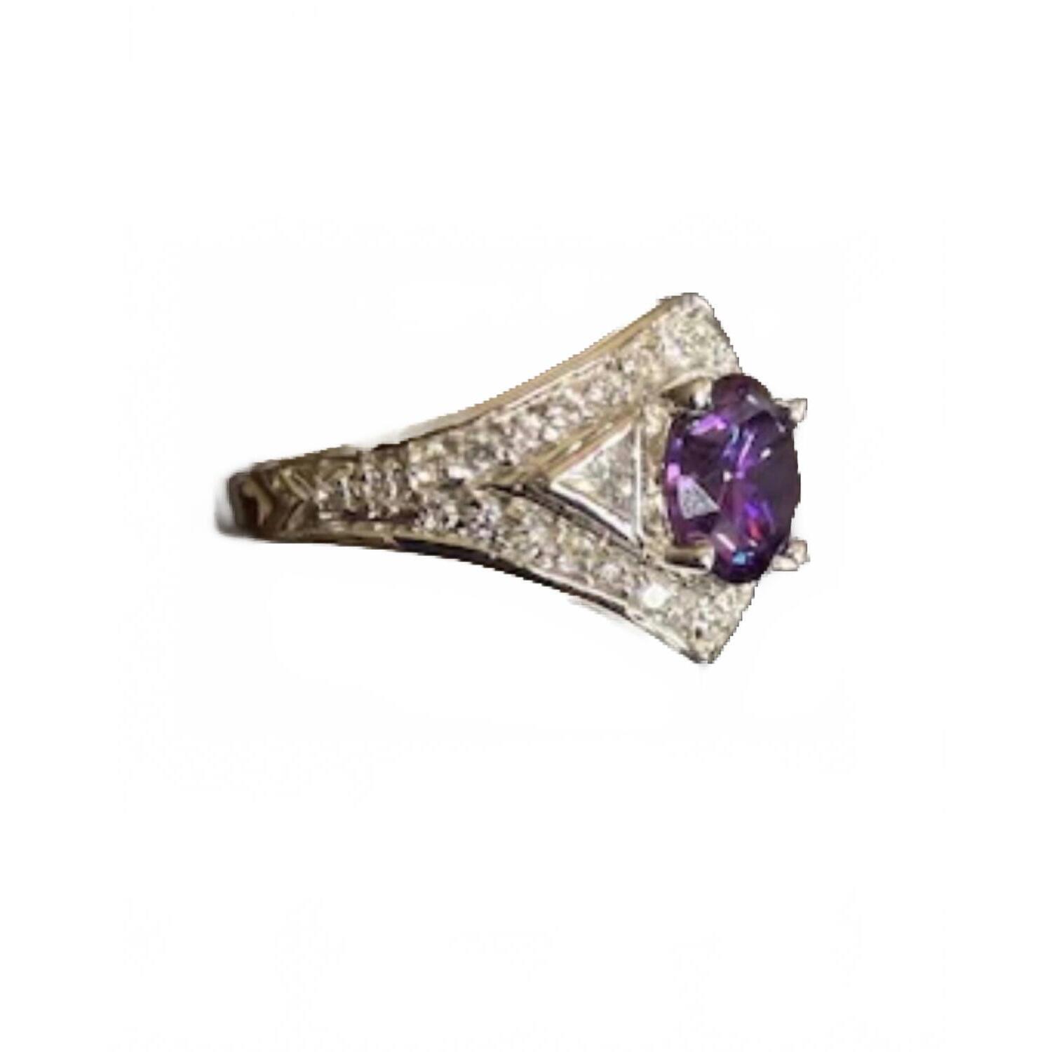 New P & K Jewelry Women's Sterling Cubic Zirconia Ring In Silver /Purple